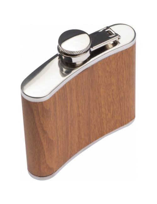 Piersiówka ze stali nierdzewnej z drewnianą powłoką