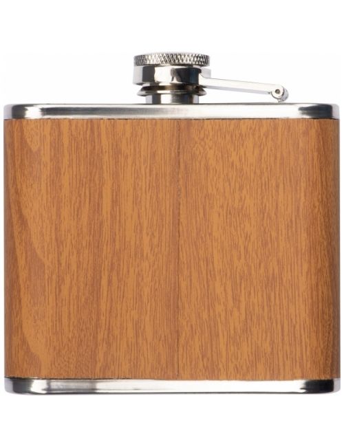 Piersiówka ze stali nierdzewnej z drewnianą powłoką