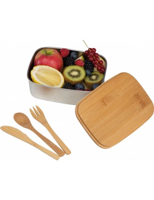 Lunchbox ze stali nierdzewnej z bambusową pokrywką