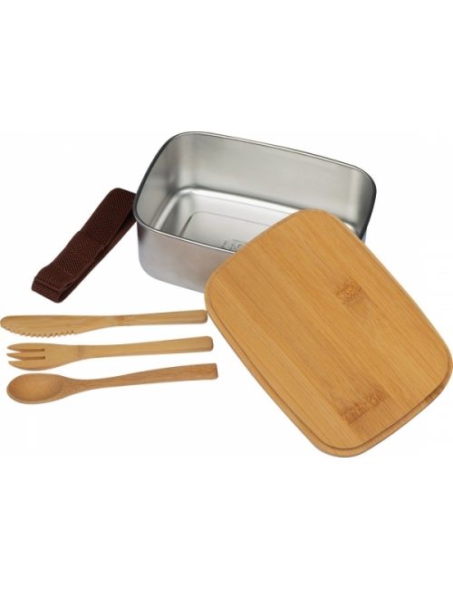Lunchbox ze stali nierdzewnej z bambusową pokrywką
