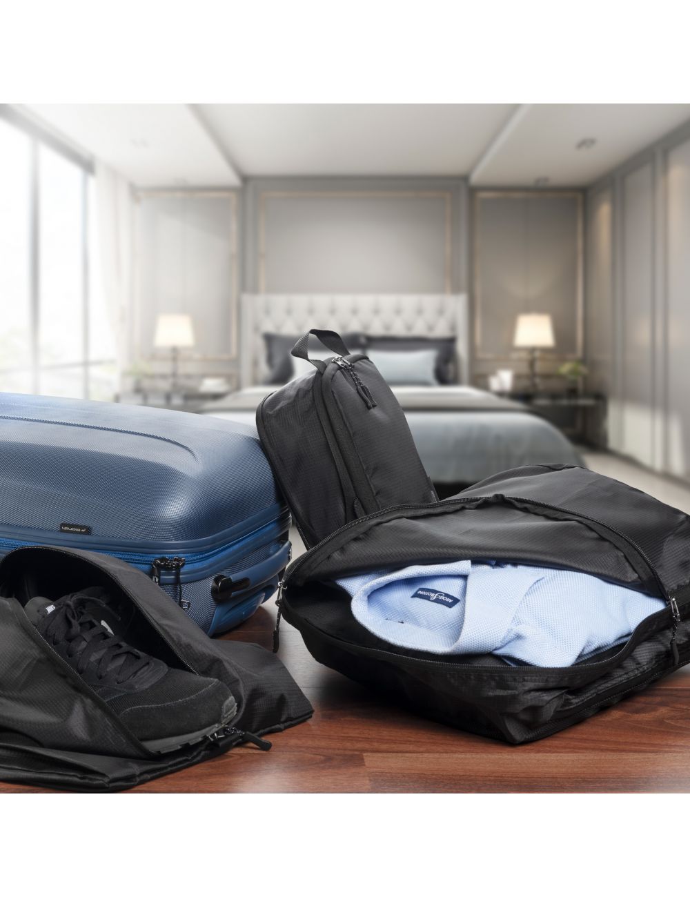 Zestaw 3 pokrowców na ubrania i buty KIOTARI...