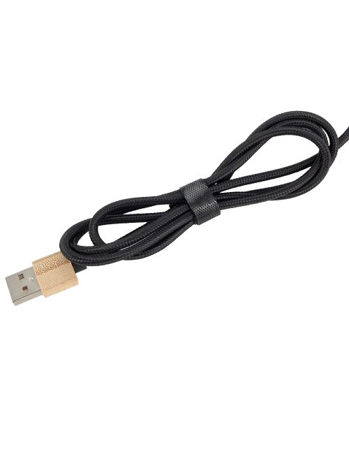 Długi kabel 4w1 z podświetlanym logo w drewnianej obudowie