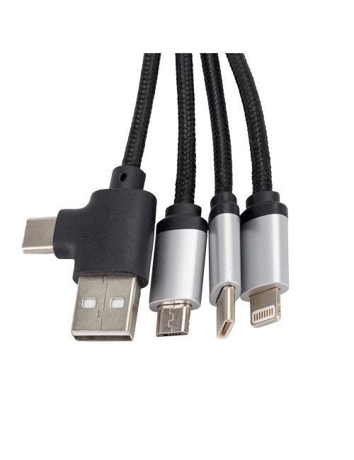 Kabel 3w1 z podświetlanym logo w drewnianej obudowie