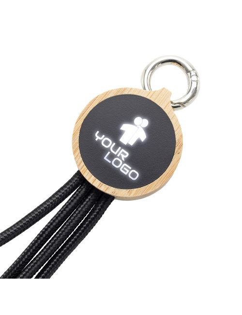 Kabel 3w1 z podświetlanym logo w drewnianej obudowie
