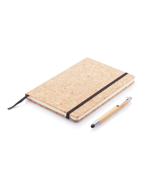 Korkowy notatnik A5, długopis, touch pen