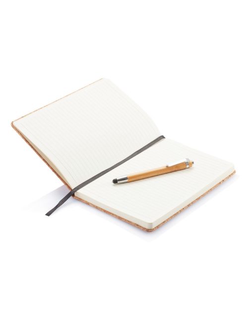 Korkowy notatnik A5, długopis, touch pen