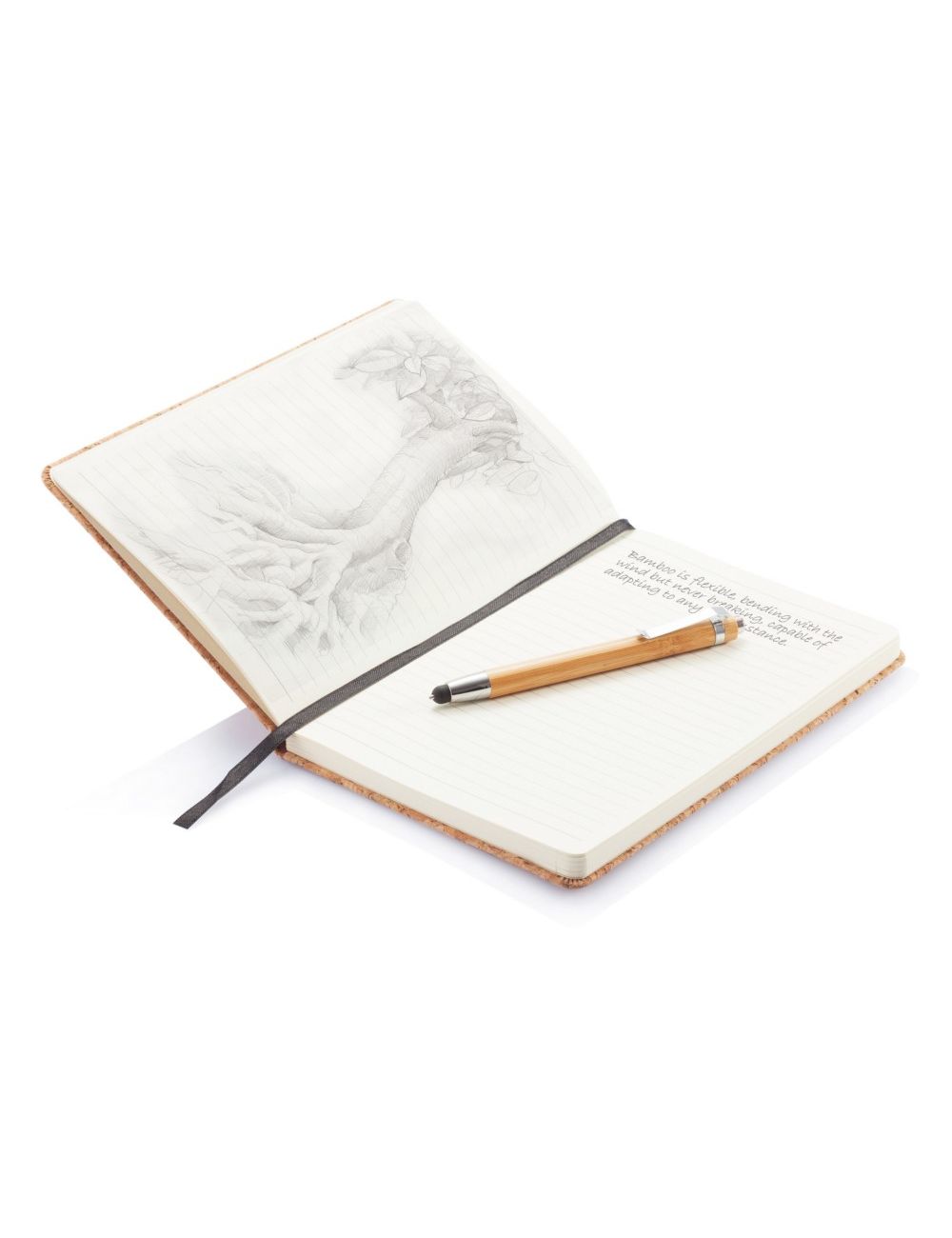Korkowy notatnik A5, długopis, touch pen