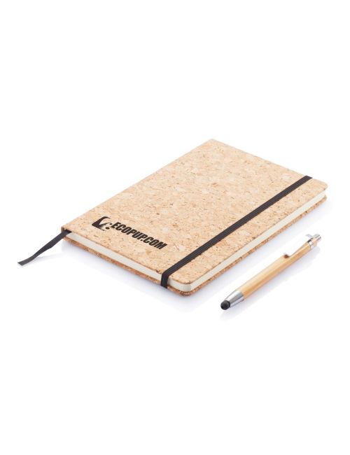 Korkowy notatnik A5, długopis, touch pen