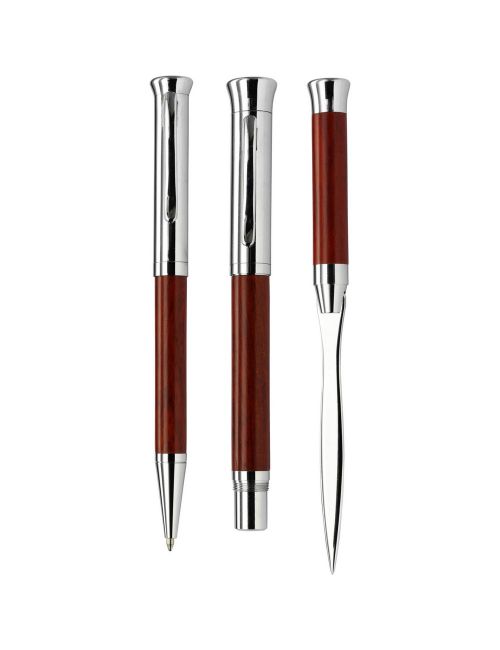 Zestaw piśmienny, długopis, pióro wieczne i nóż do otwierania listów