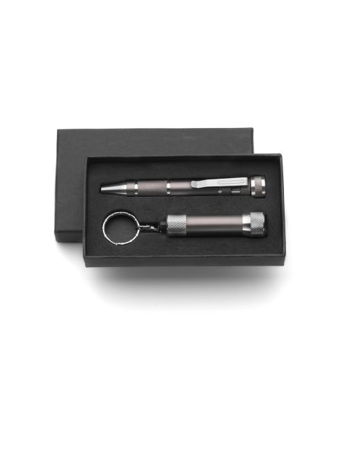 Zestaw narzędzi, śrubokręt (8 el.), latarka 3 LED