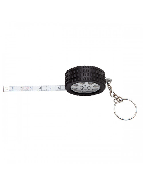 Brelok z miarką 1 m, czarny/srebrny 