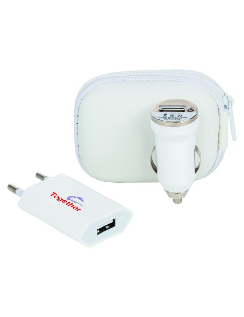 Zestaw do ładowania, adapter sieciowy i ładowarka samochodowa