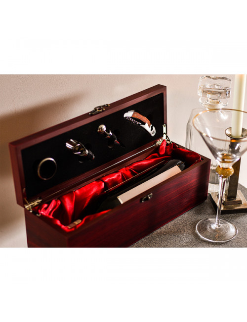 Skrzynka na wino z akcesoriami Angers, brązowy