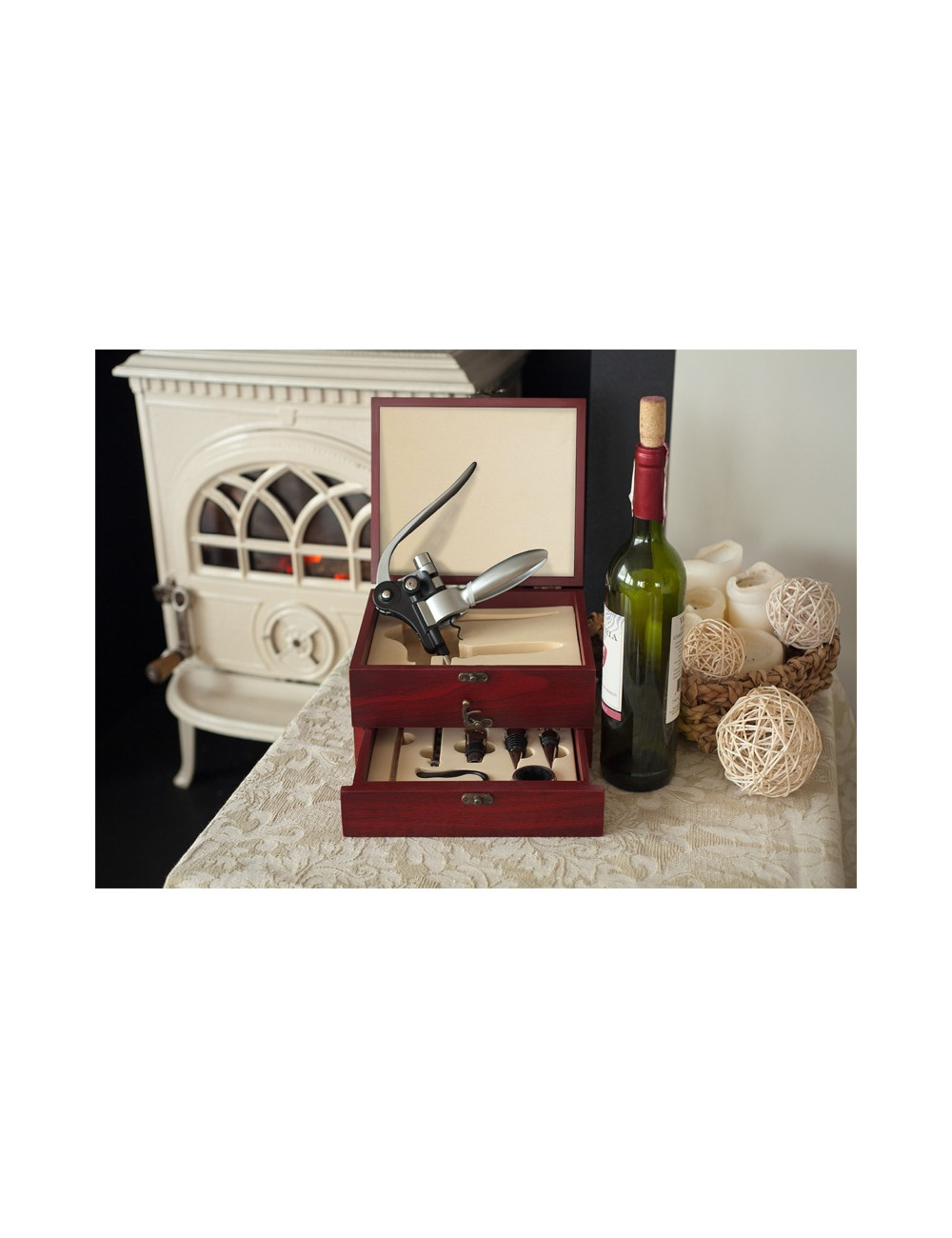 Zestaw do wina Double Decker, brązowy