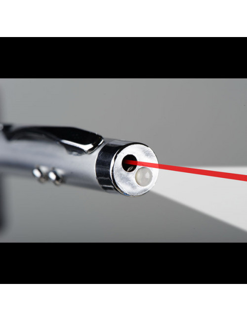 Długopis ze wskaźnikiem laserowym Combo – 4 w 1, srebrny