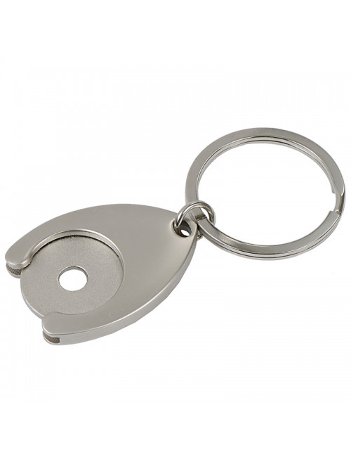 Metalowy brelok z żetonem Disc, srebrny 