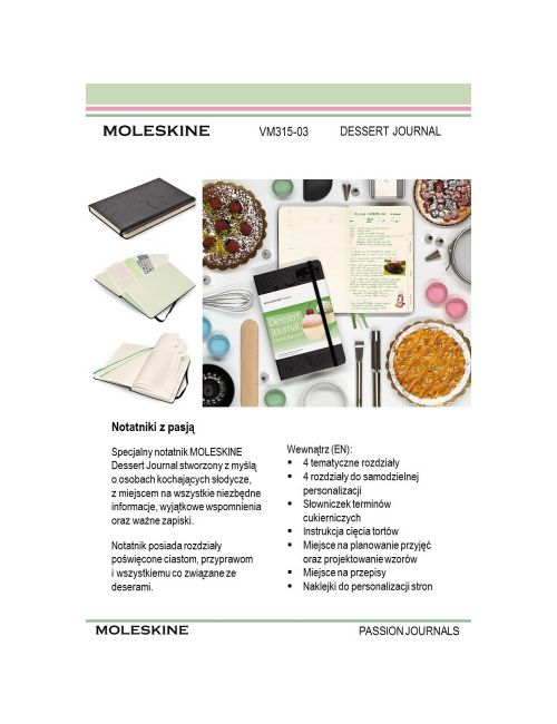 Dessert Journal - specjlany notatnik Moleskine Passion Journal