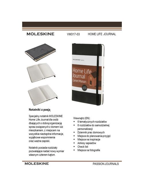 Home Life Journal - specjlany notatnik Moleskine Passion Journal