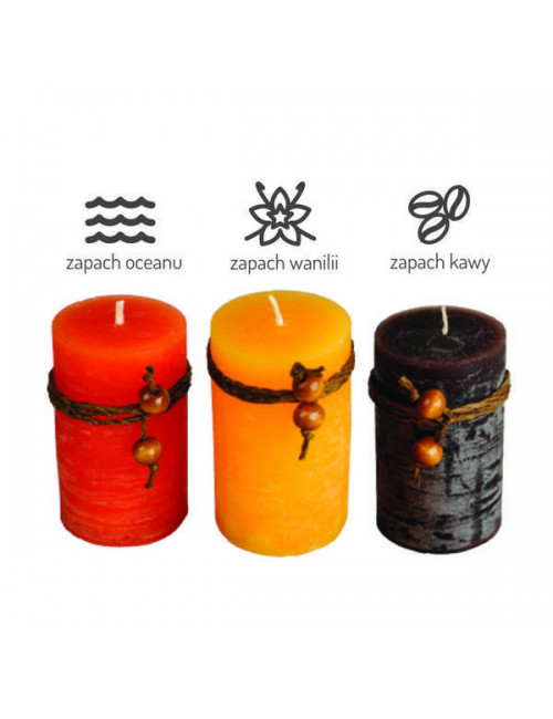Zestaw świec zapachowych, brązowy/żółty 