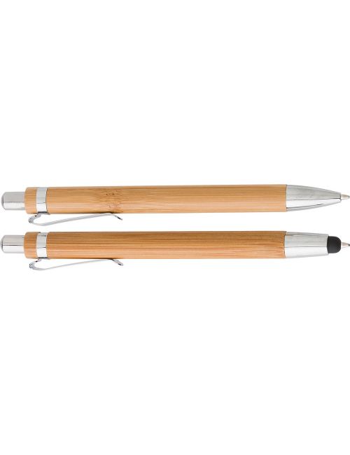 Bambusowy zestaw piśmienny, długopis touch pen i ołówek mechaniczny