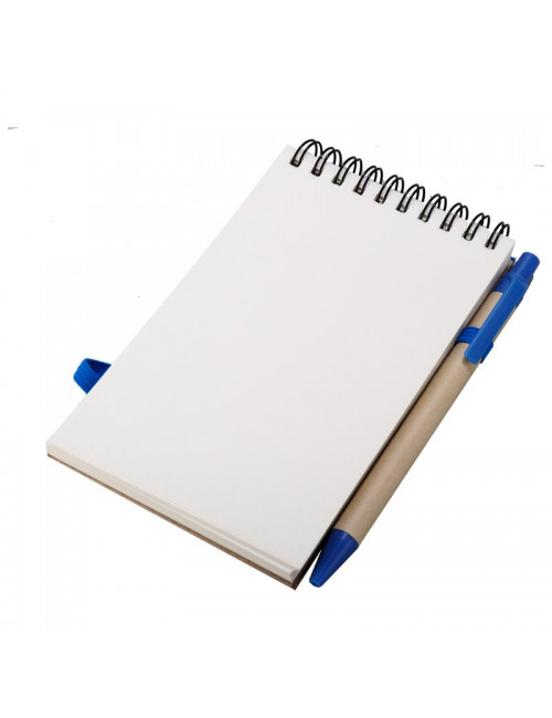 Notes Kraft 90x140/70k gładki z długopisem, niebieski/beżowy