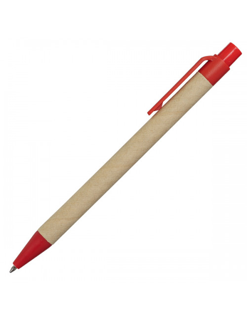 Notes Kraft 90x140/70k gładki z długopisem, czerwony/beżowy