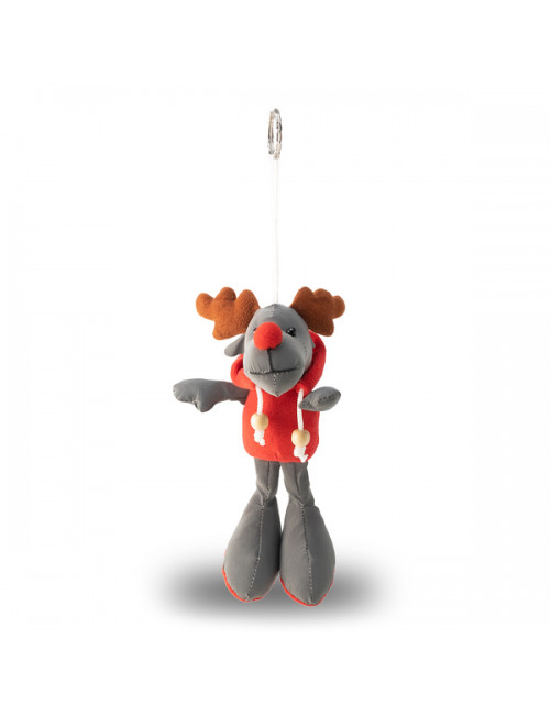 Brelok odblaskowy Reindeer, szary/czerwony