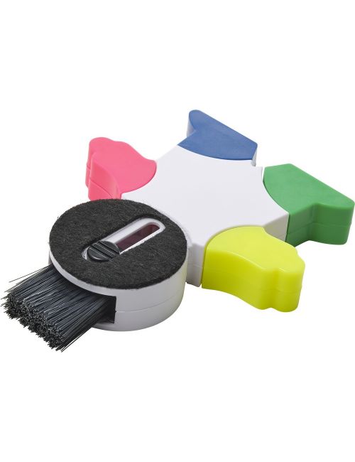 Zakreślacz "ludzik", czyścik do ekranu, pędzelek do czyszczenia klawiatury