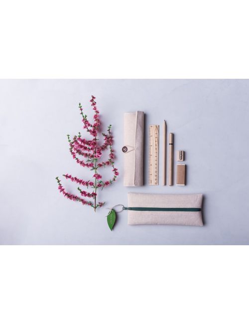 Zestaw szkolny, piórnik, ołówek, długopis, linijka, gumka i temperówka