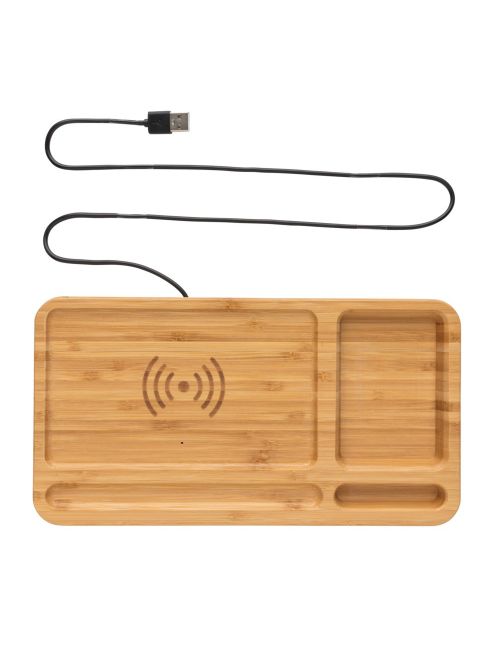 Bambusowa ładowarka bezprzewodowa 5W i organizer na biurko
