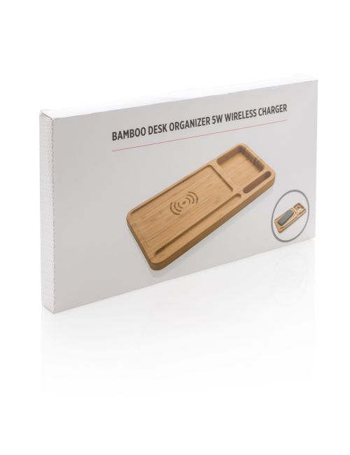 Bambusowa ładowarka bezprzewodowa 5W i organizer na biurko