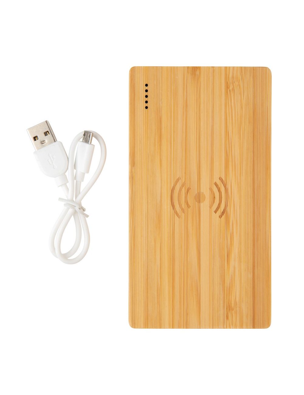 Bambusowy, bezprzewodowy power bank 4000 mAh