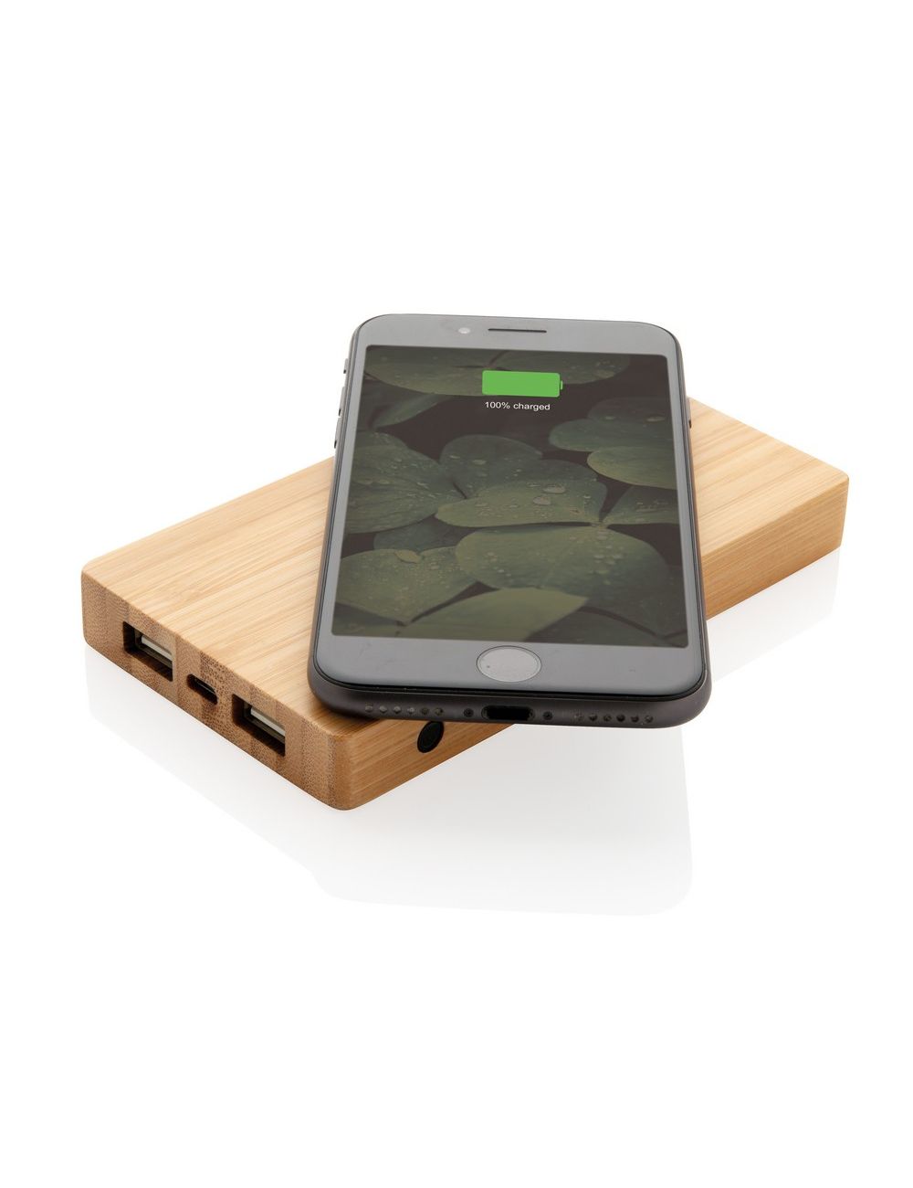 Bambusowy, bezprzewodowy power bank 4000 mAh