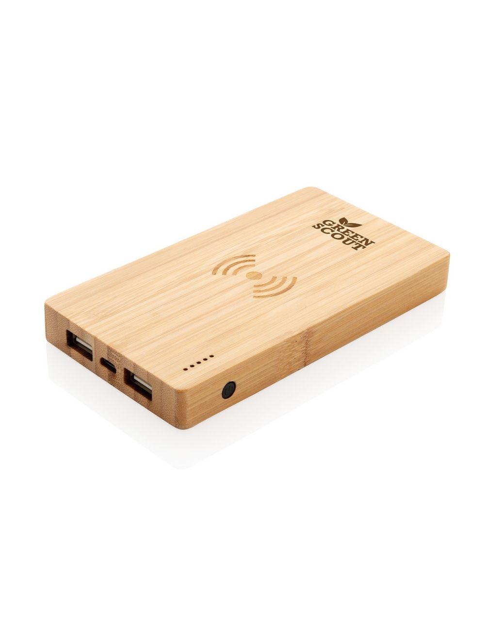 Bambusowy, bezprzewodowy power bank 4000 mAh