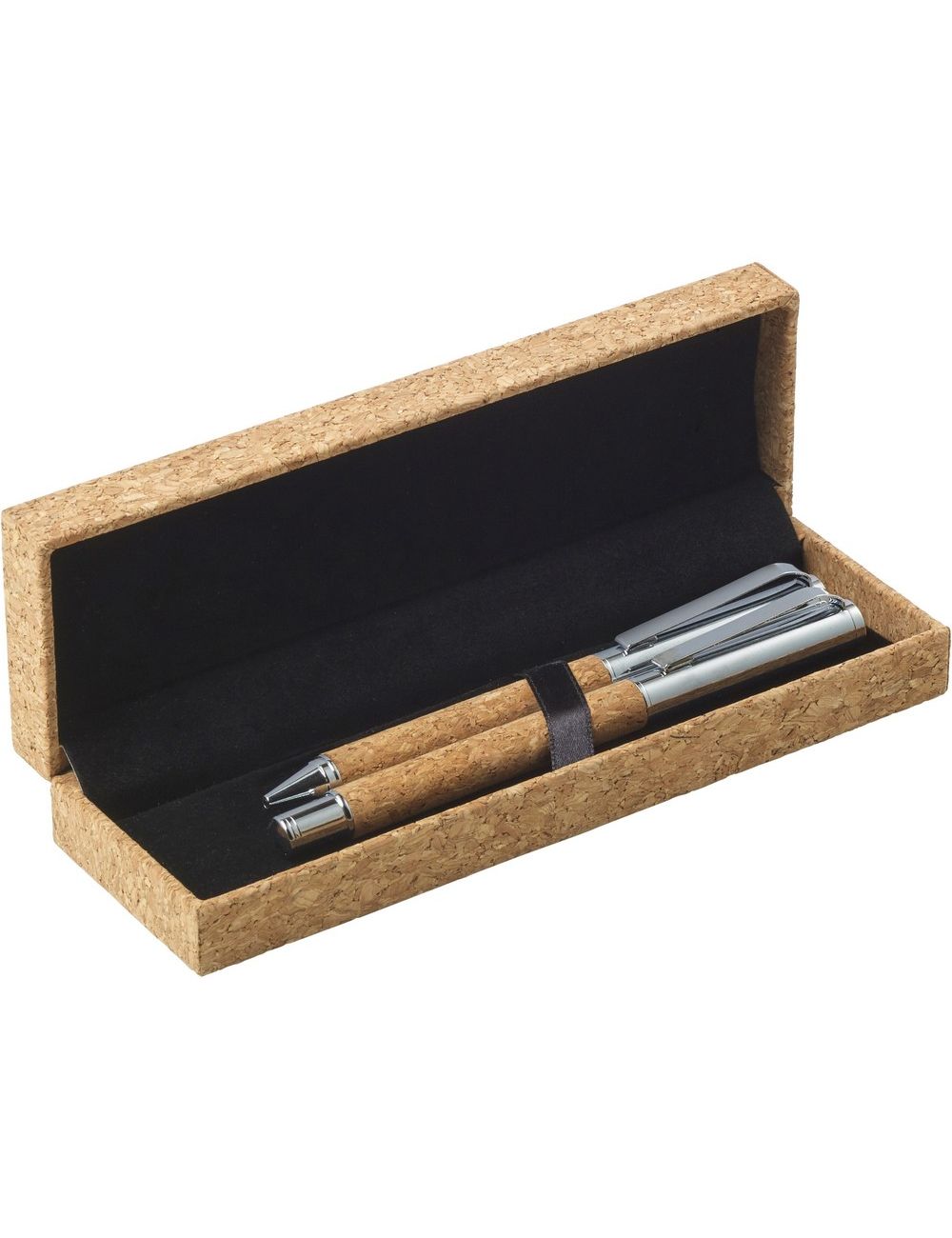 Korkowy zestaw piśmienny, długopis i pióro kulkowe