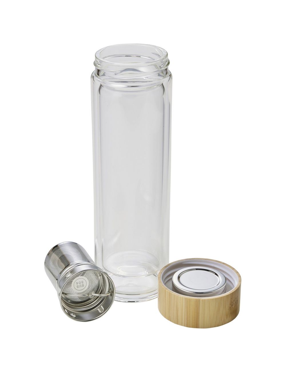 Szklany termos 420 ml, posiada sitko...