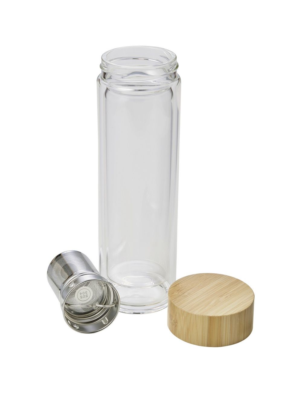 Szklany termos 420 ml, posiada sitko...