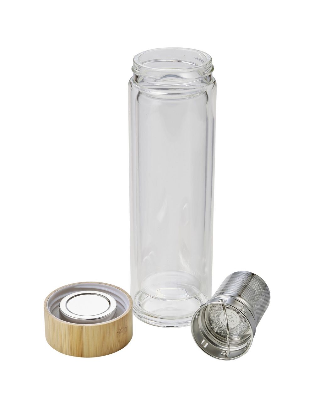 Szklany termos 420 ml, posiada sitko...