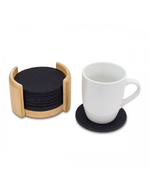 Zestaw podkładek RPET filcowych Mazzo, czarny