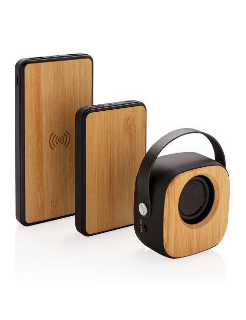 Bambusowy, bezprzewodowy power bank 8000 mAh
