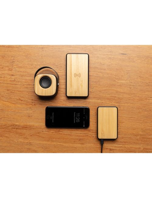 Bambusowy, bezprzewodowy power bank 8000 mAh