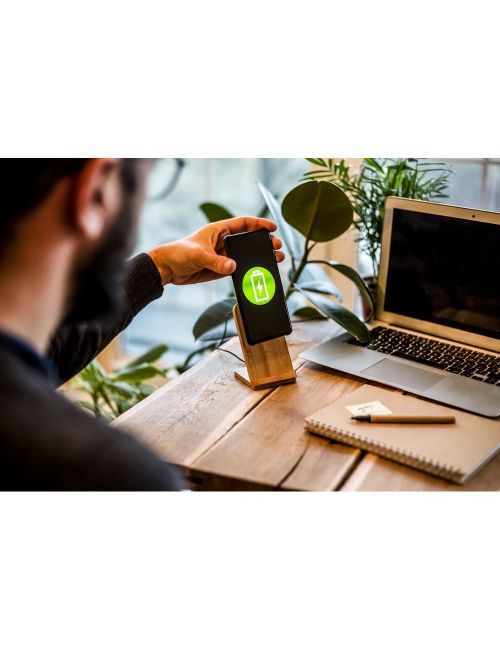 Bambusowa ładowarka bezprzewodowa 10W B'RIGHT, stojak na telefon | Wilder