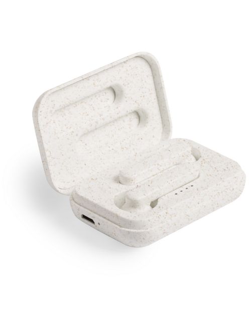 Bezprzewodowe słuchawki douszne ze słomy pszenicznej