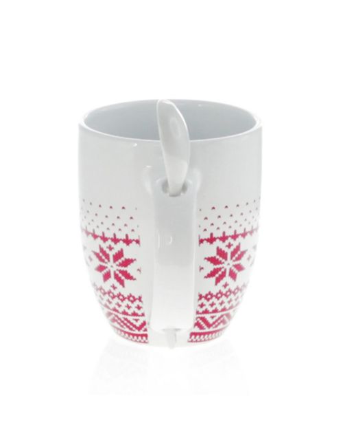 Kubek ceramiczny 370 ml z łyżeczką, świąteczny wzór