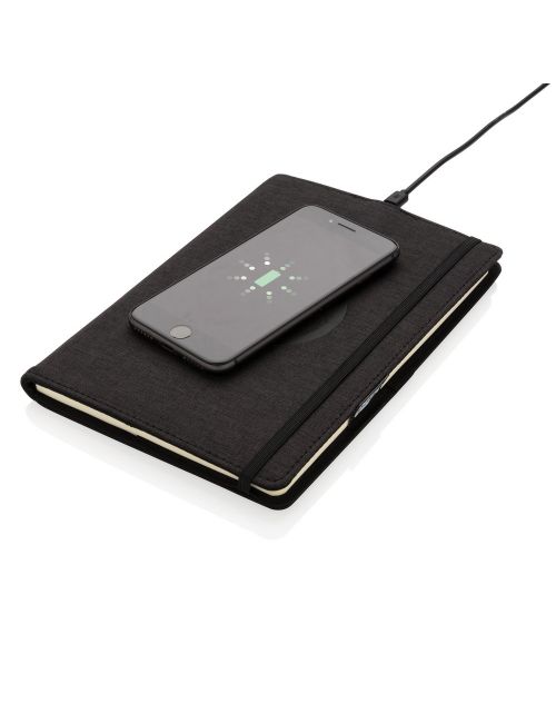 Notatnik A5 rPET, ładowarka bezprzewodowa 5W Air