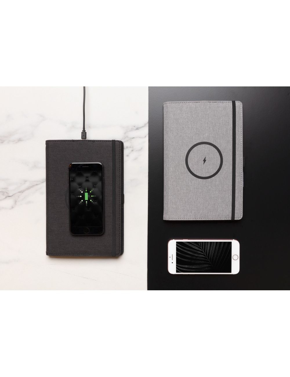 Notatnik A5 rPET, ładowarka bezprzewodowa 5W Air