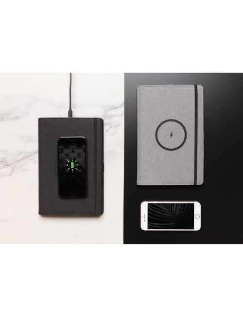 Notatnik A5 rPET, ładowarka bezprzewodowa 5W Air