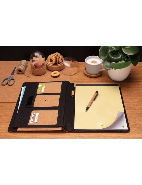 Korkowa teczka konferencyjna A5 z notatnikiem, długopis