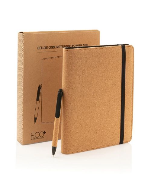 Korkowa teczka konferencyjna A5 z notatnikiem, długopis