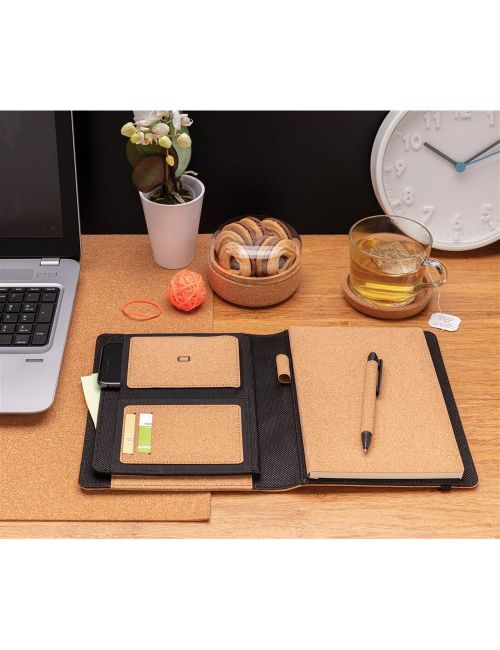 Korkowa teczka konferencyjna A4 z notatnikiem, długopis